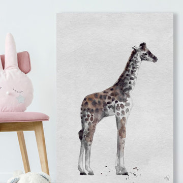 "Standing Tall Giraffe II" Painting Print on Wrapped Canvas