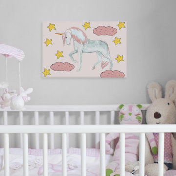 "Starry Night Unicorn" Painting Print on Wrapped Canvas