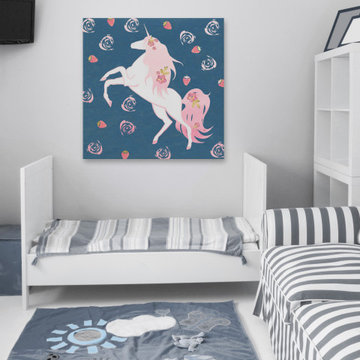 "Strawberry Swirl Unicorn" Painting Print on Wrapped Canvas