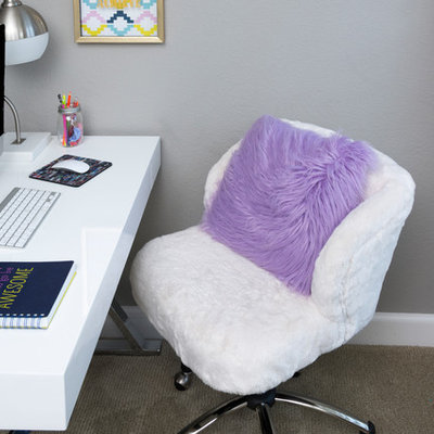 Example of a mid-sized eclectic girl carpeted and gray floor kids' room design in Dallas with gray walls