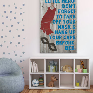 "Superhero Bedtime Rules" Painting Print on Wrapped Canvas