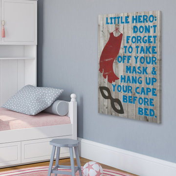 "Superhero Bedtime Rules" Painting Print on Wrapped Canvas