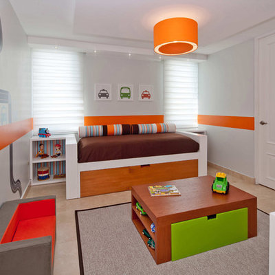 Mid-sized trendy boy marble floor kids' room photo in Other
