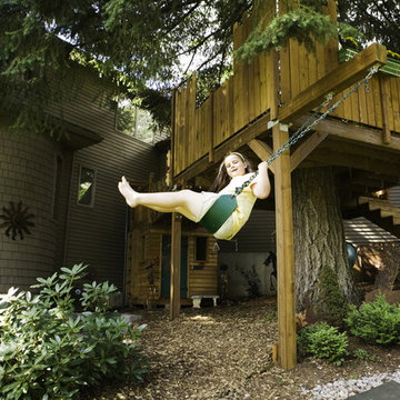 Tree house with swing