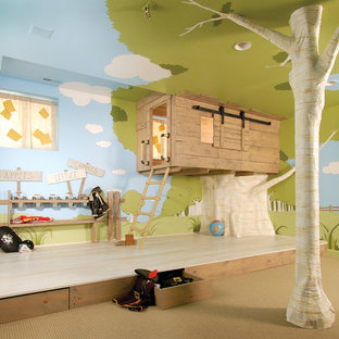 Idée de décoration pour une grand chambre d'enfant bohème.