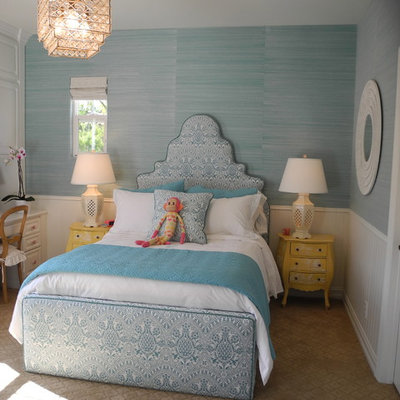 Example of a classic girl kids' room design in Los Angeles with multicolored walls
