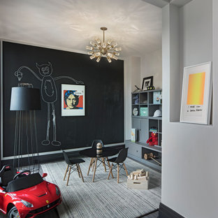 おしゃれな赤ちゃん 子供部屋 グレーの床 黒い壁 の画像 21年8月 Houzz ハウズ