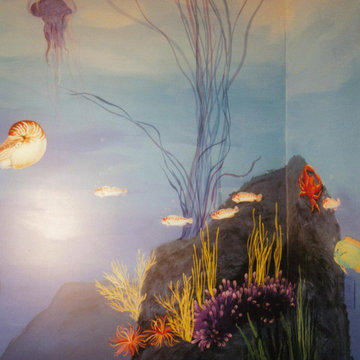 Under the Sea Coral Reef Mural in Teen's bedroom