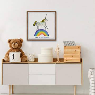 "Unicorn Rainbow Walk" Framed Painting Print
