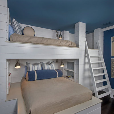 Inspiration for a mid-sized timeless boy dark wood floor kids' room remodel in Orlando with blue walls