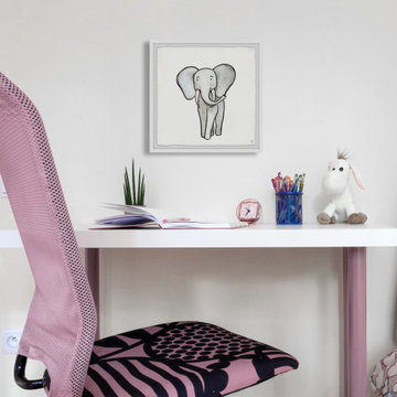 "Walking Elephant" Framed Painting Print