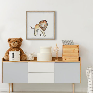 "Walking Lion" Framed Painting Print