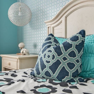 Waxhaw, NC- Teen Girls Room Teal Blue and Silver Bling