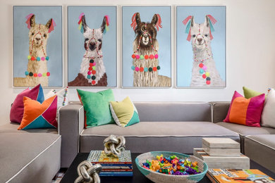 Inspiration for a transitional gender-neutral kids' room remodel in Austin with white walls