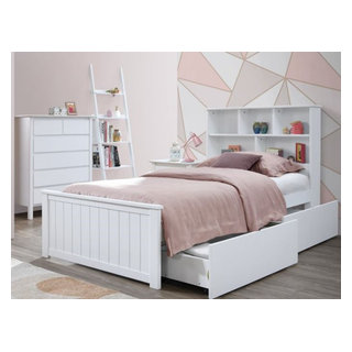 Myer White King Single Bed with Storage | Hardwood Frame - Modern - Kids -  by B2C Furniture | Houzz
