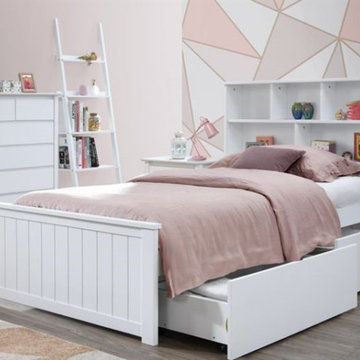 Myer White King Single Bed with Storage | Hardwood Frame