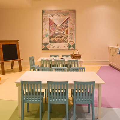 Kids' room - traditional gender-neutral kids' room idea in Atlanta with multicolored walls