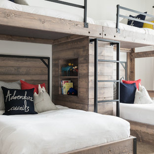 Foto de dormitorio infantil contemporáneo con paredes blancas, moqueta y suelo gris