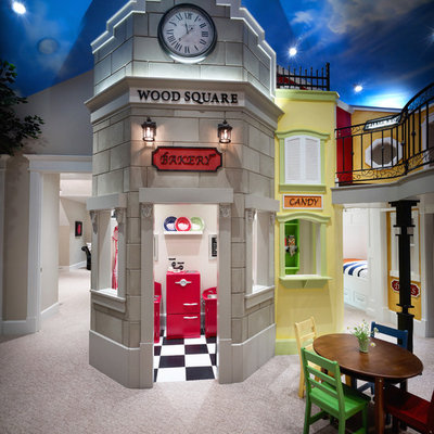 Inspiration for a large transitional gender-neutral carpeted and beige floor kids' room remodel in Salt Lake City with beige walls