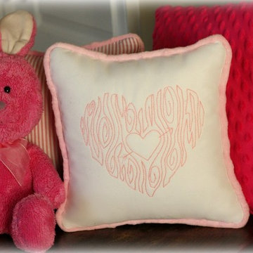 Woodgrain Heart Cotton and Minky Pillow {12 inch}