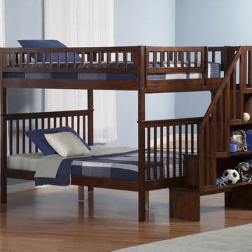 Woodland Staircase Full over Full Bunk Bed | Antique Walnut