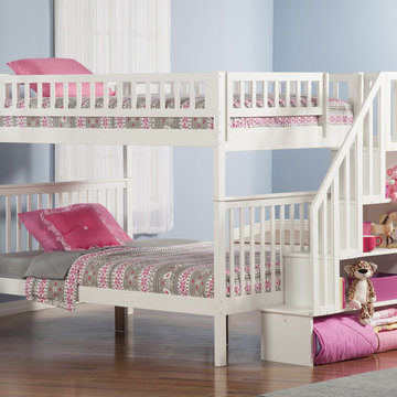 Woodland Staircase Full over Full Bunk Bed | White
