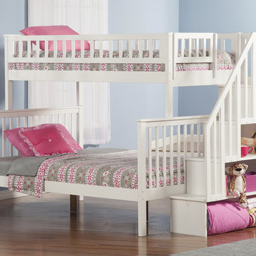 Woodland Staircase Twin over Full Bunk Bed | White