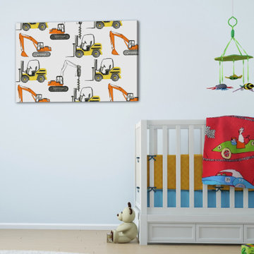 "Yellow and Orange Trucks" Painting Print on Wrapped Canvas