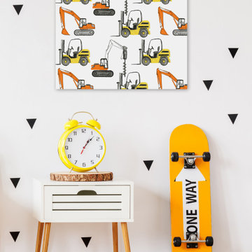 "Yellow and Orange Trucks" Painting Print on Wrapped Canvas
