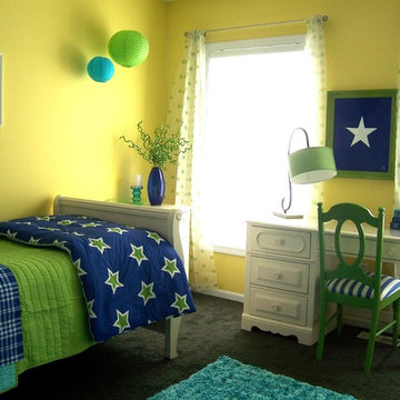 Yellow, Green and Blue Girl's Bedroom