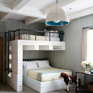 Mountain style gender-neutral carpeted and gray floor kids' room photo in Other with gray walls