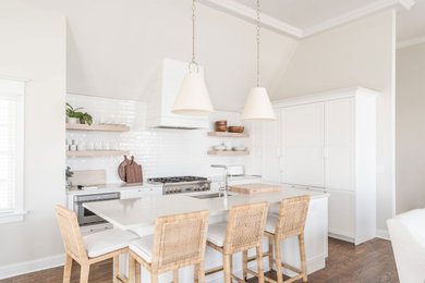 Eat-in kitchen - mid-sized transitional single-wall eat-in kitchen idea in Philadelphia with an island