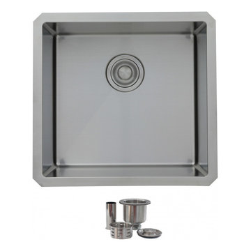 19" Single Bowl 18G Stainless Steel Kitchen Sink S-308 - Aqua