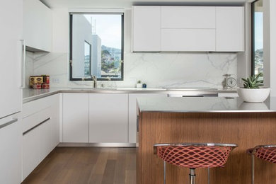 Inspiration for a medium sized modern l-shaped kitchen in San Francisco with an island.