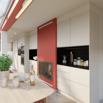 2 options Kitchen remodel for a client in love with RED