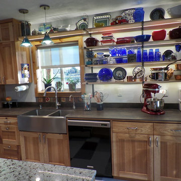 2014 Kitchen remodel with Neolith countertop and open shelving