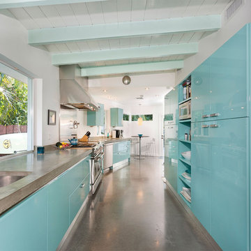 75 Mid Century Modern Kitchen With, Mid Century Modern Concrete Countertops