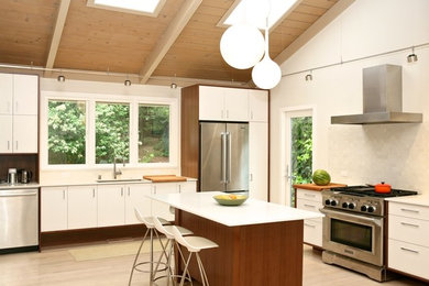 Mid-century modern kitchen photo in Sacramento