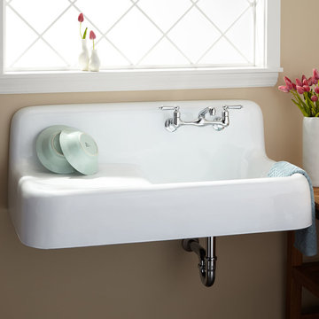 42" Cast Iron Wall-Hung Kitchen Sink With Drainboard