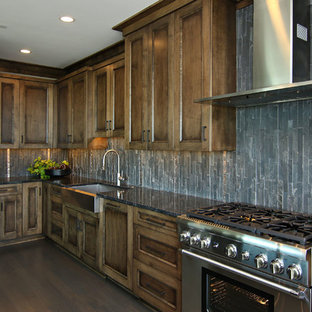 75+ Industrial Küchen mit Rückwand aus Steinfliesen Ideen & Bilder