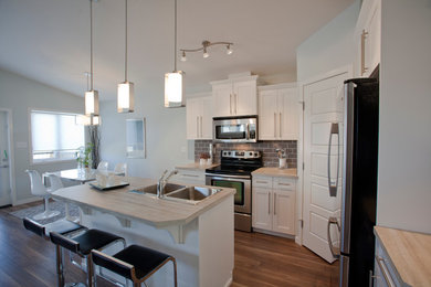 Example of a trendy kitchen design in Calgary