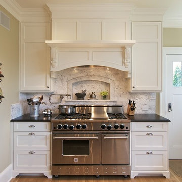 A beautiful 48" Stainless Steel BlueStar Range in a Beautiful Classic Kitchen