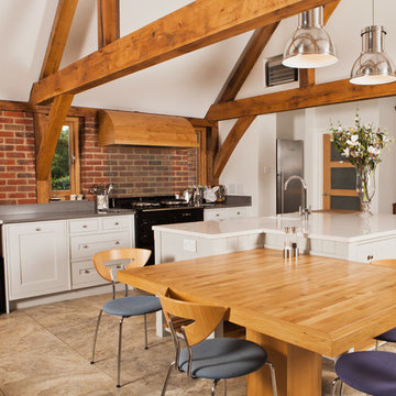 A Selection Of Natural Oak and Painted Kitchen Furniture