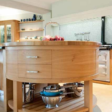 A traditional meets contemporary kitchen.