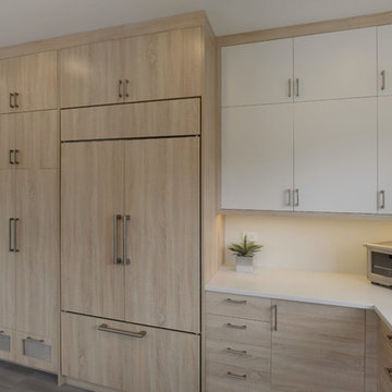 A Warm and Modern 2-Tone Kitchen with Wrapping Station