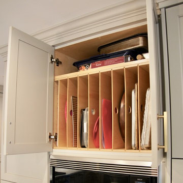 Above ovens vertical storage