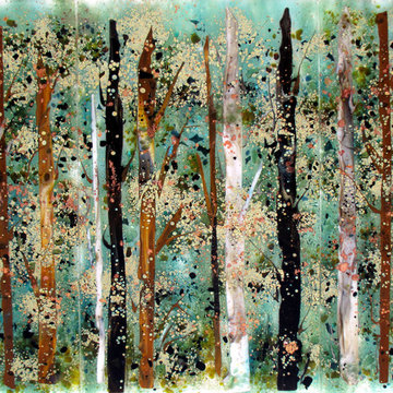 Abstract Birch Trees Kitchen Backsplash