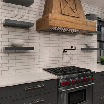 Accent Range Hood With Floating Shelves