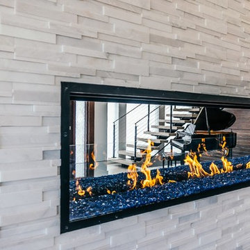 Acucraft Linear See Through Gas Fireplace | Muniz Residence | Boston, MA