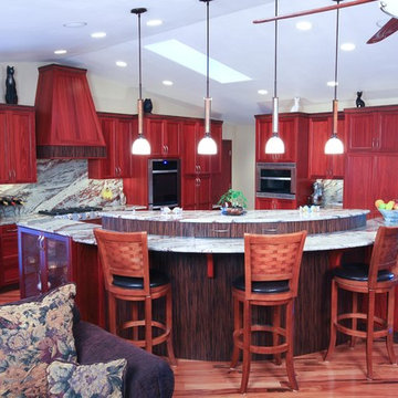 African Influence Transitional Entertaining Kitchen